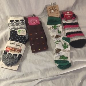 Assortment Of Women's  Casual Socks - Black, Brown, Green, Pink